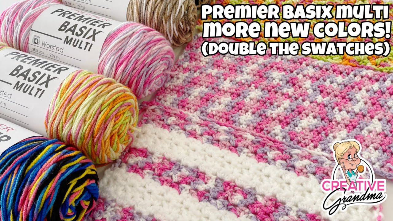 New Premier Basix Multi! 5 More Colors! DOUBLE SAMPLES! Yarn Swatch Time! 