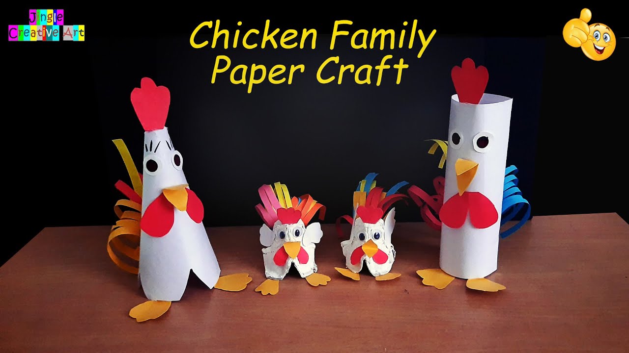 How to make Hen Family Craft / DIY Cute Rooster Paper Craft idea