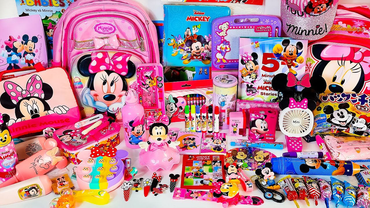 17 Minutes Satisfying with Unboxing HUGE Minnie & Mickey School Supplies | Toys Collection ASMR
