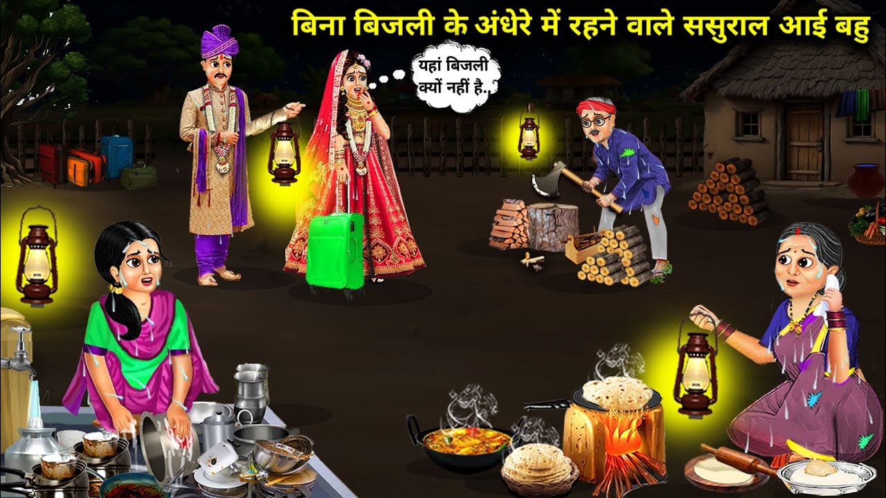 बिना बिजली के अंधेरे में रहने वाले ससुराल आई बहु || Hindi Cartoon Stories || Chacha Saas Bahu Tv ||