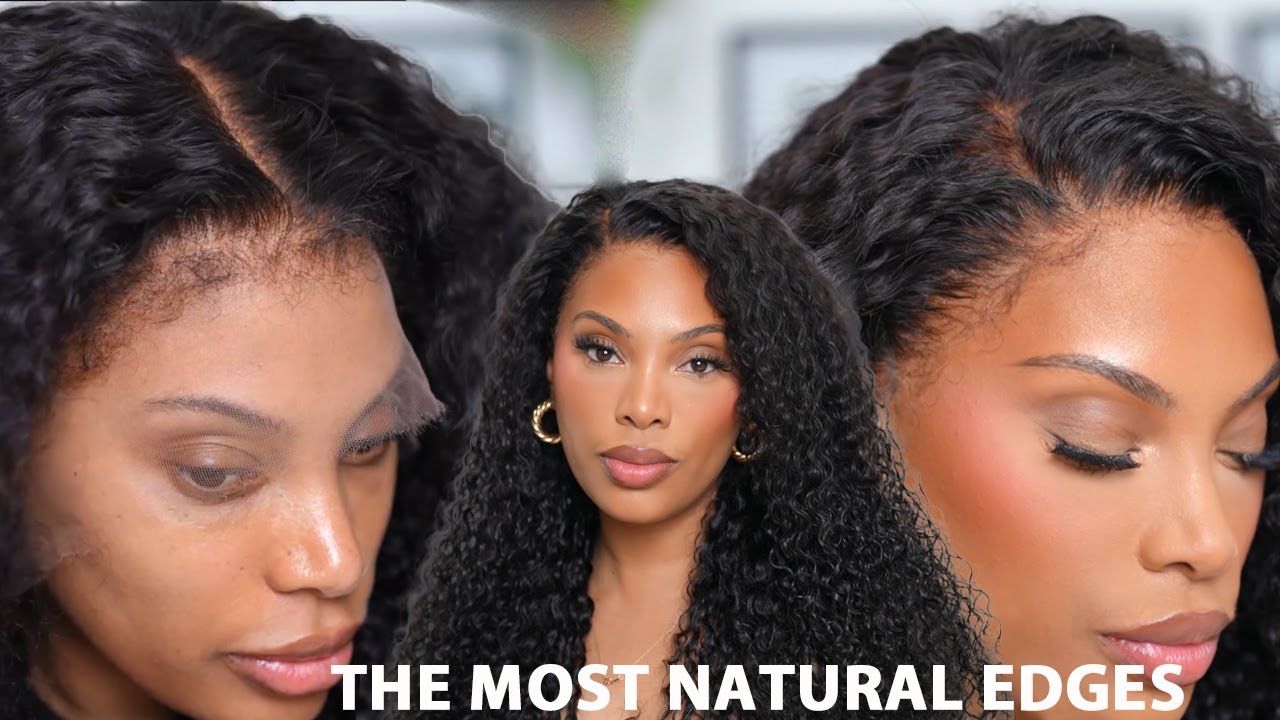 THE MOST NATURAL EDGES WIG! CURLY EDGES HAIRLINE UNDETECTABLE HD LACE GLUELESS INSTALL