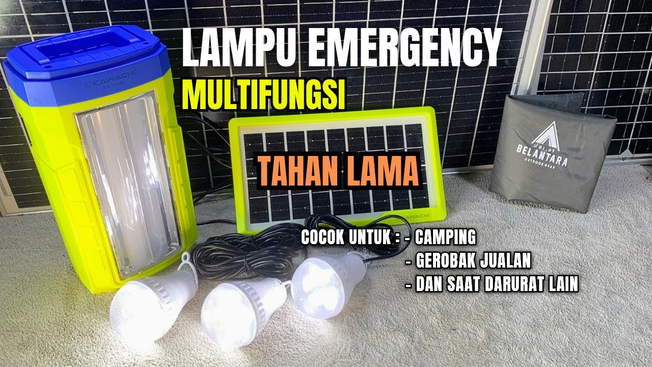 Lampu Emergency Tahan Lama • Panel Surya • 24 JAM • KAWACHI KB-1818S