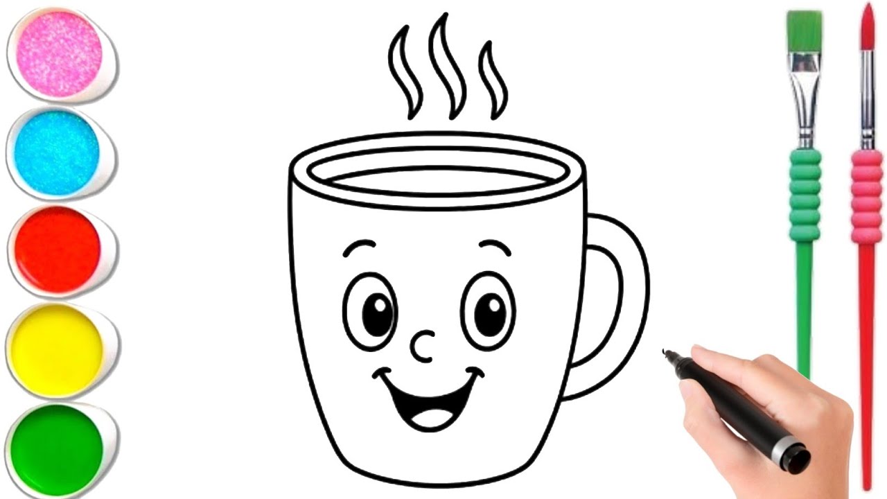 How to Paint a Cup of tea for kids easy