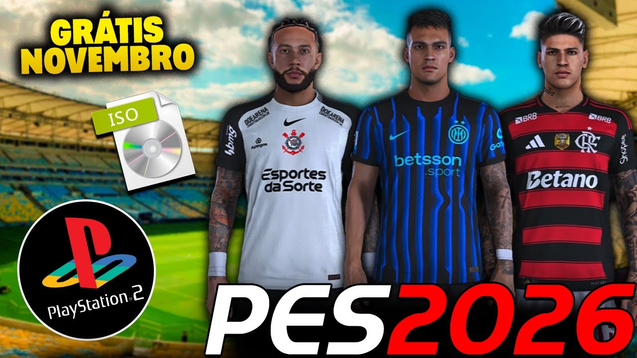 PES 2025-2026 (PS2) ISO RUMO AO ESTRELATO, BRASILEIRÃO, LIBERTADORES (PS2, AETHERSX2, PCSX2)