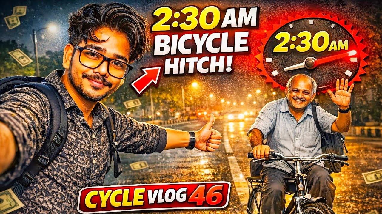 Hitchhiking on a Bicycle at 2:30 AM 😱 | Stranger Gave Me Lift | Cycle Vlog 46