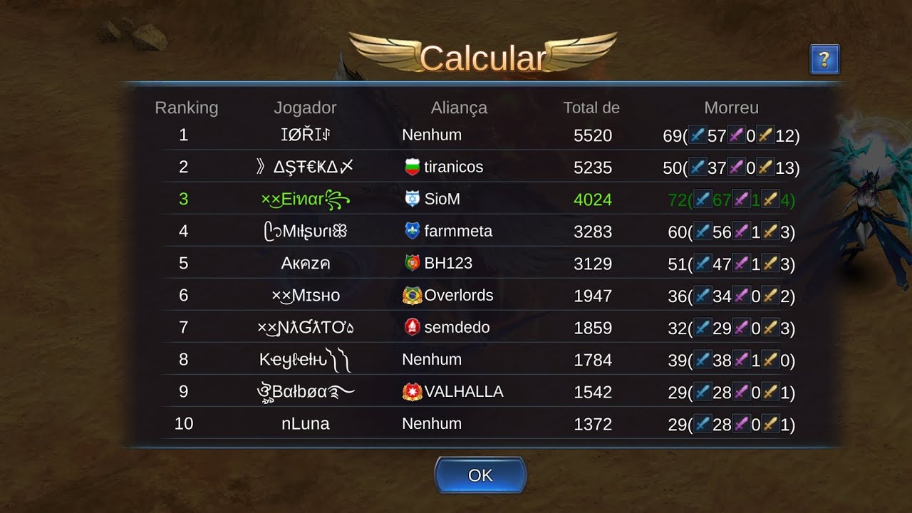 Batalha Apex 466+  By; Einar   -   Goddess primal chaos (top 1 kill) 