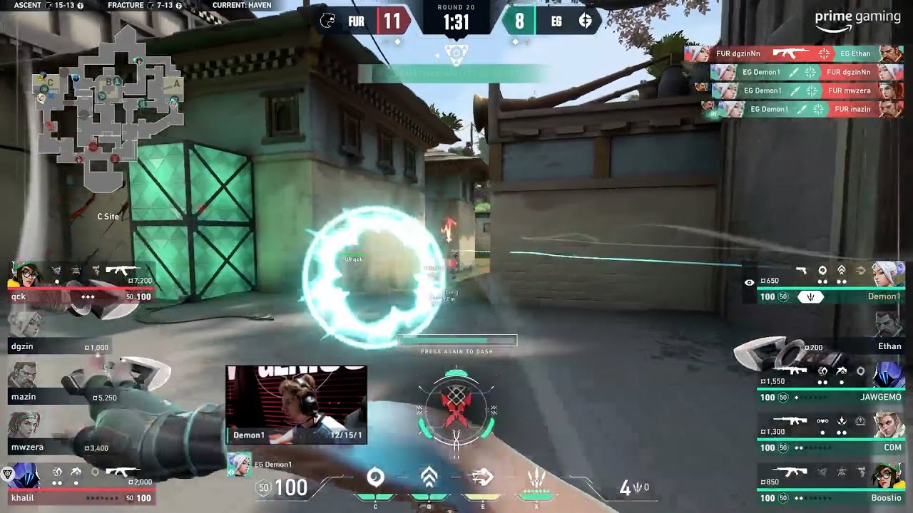EG Demon1 insane Jett knives ACE vs FURIA | VCT Americas