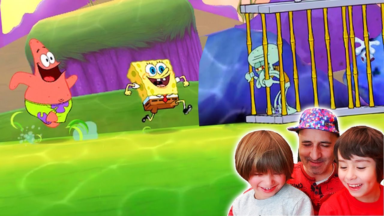 BOB ESPONJA rescata a CALAMARDO en los CAMPOS de MEDUSA a la caza de la cangreburguer