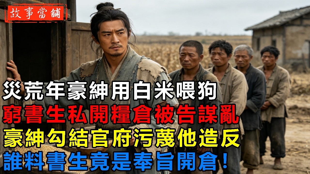 災荒年豪紳用白米喂狗，窮書生私開糧倉被告謀亂，豪紳勾結官府污蔑他造反，誰料書生竟是奉旨開倉！| 民間故事 | 故事當舖