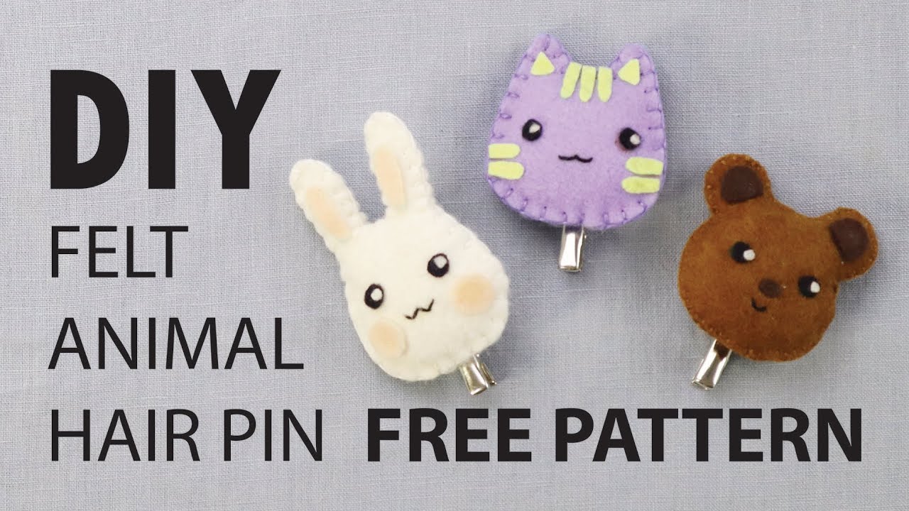 DIY - Felt Animal Hair Pin (FREE PATTERN INCLUDED - 2 SIZES)