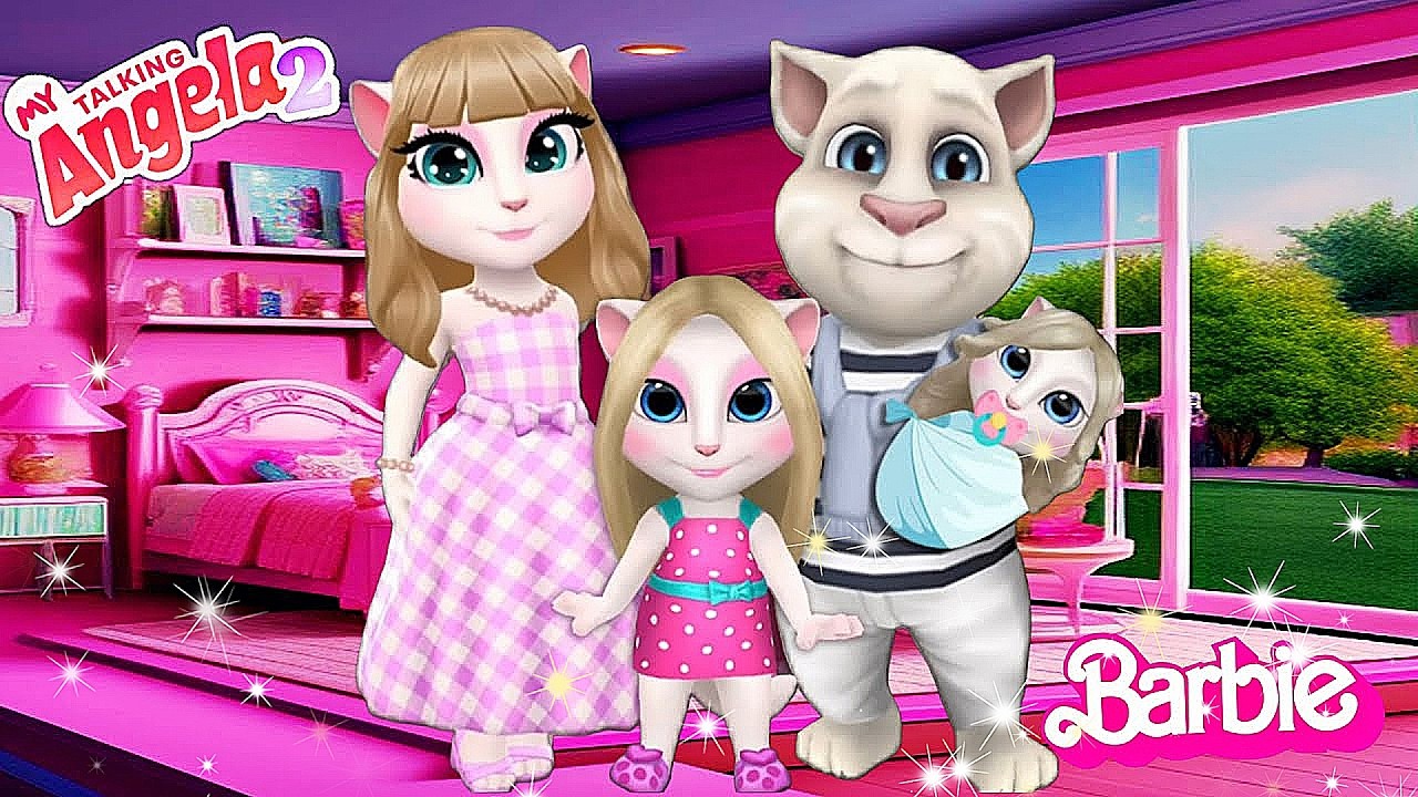 My Talking Angela'm 2 😻  Angela Barbie and Tom Ken With His Doughters | New Update  Cosplay →