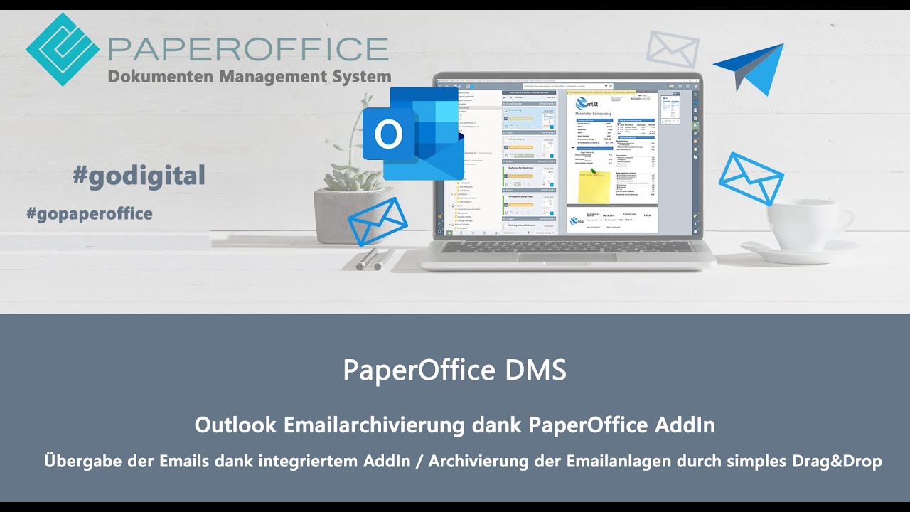 Gesetzeskonforme Outlook Emailarchivierung dank PaperOffice AddIn (Dokumentenmanagement System)