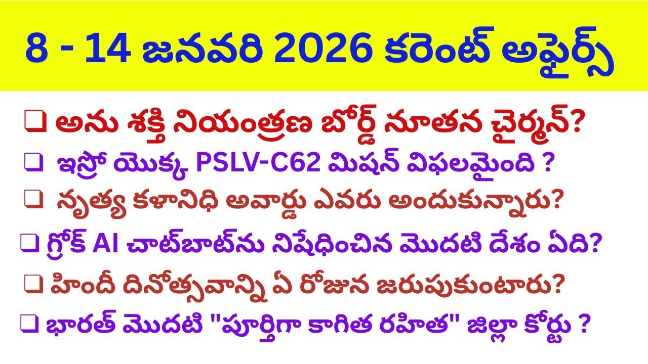 2025 JANUARY WEEKLY CURRENT AFFAIRS (8-14) || JANUARY CURRENT AFFAIRS 2025