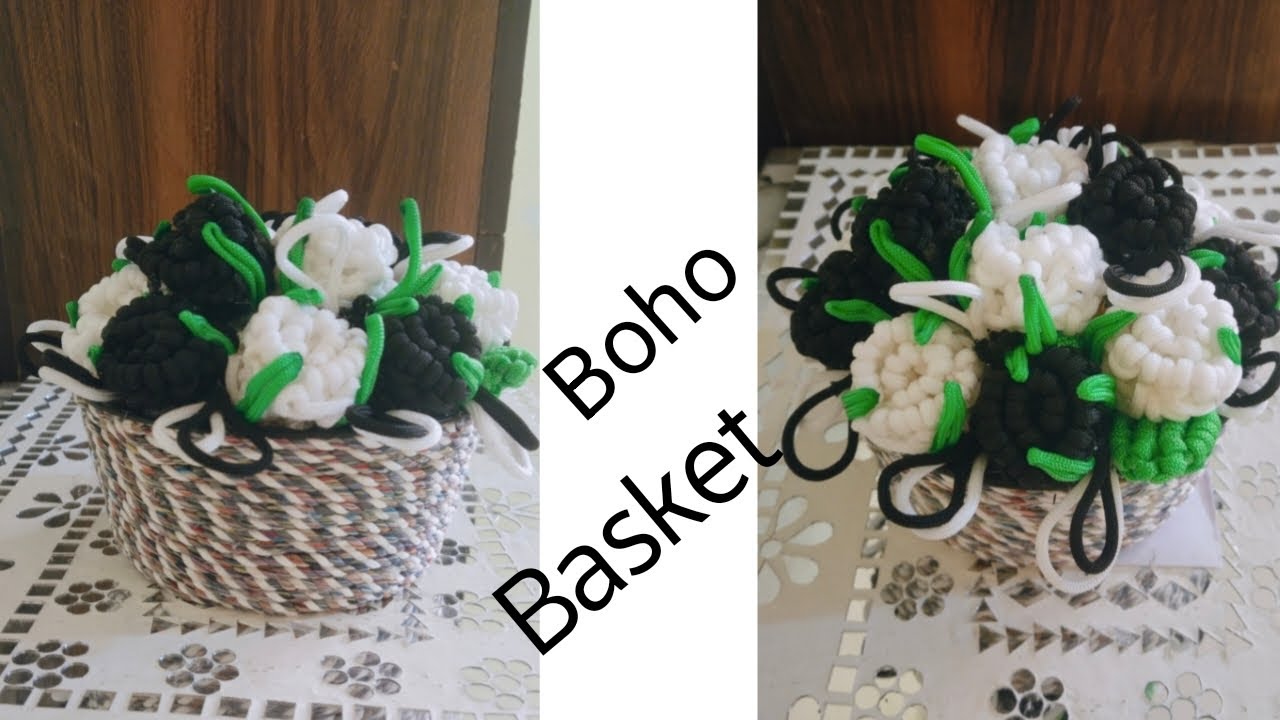 Boho Rose's basket tutoria l How to make macrame boho flower basket