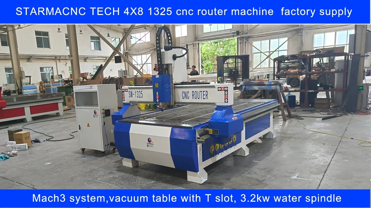 STARMA cnc tech 1325 4x8 ft cnc router machine with vacuum table and bits cooling for aluminum wood