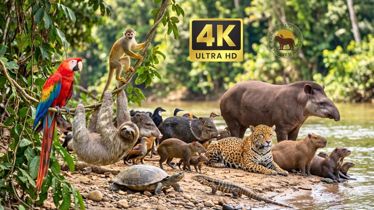 Peaceful Amazon Motherhood: Relaxing Jaguar, Macaw & Sloth | 4K Wildlife ASMR