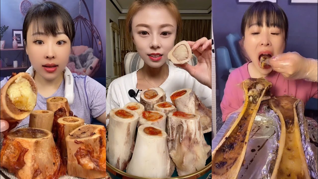 (NEW VIDEO) ASMR MUKBANG CHINA EAT BEEF BONE MARROW, THÁNH ĂN TUỶ XƯƠNG CAY, 吃牛骨髓, 골수를 먹다 #131