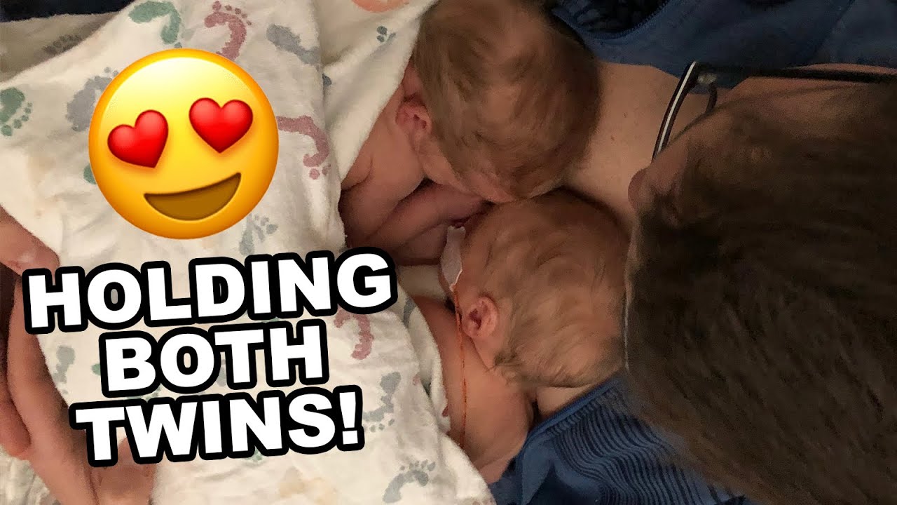 Holding Both Twins For The First Time!