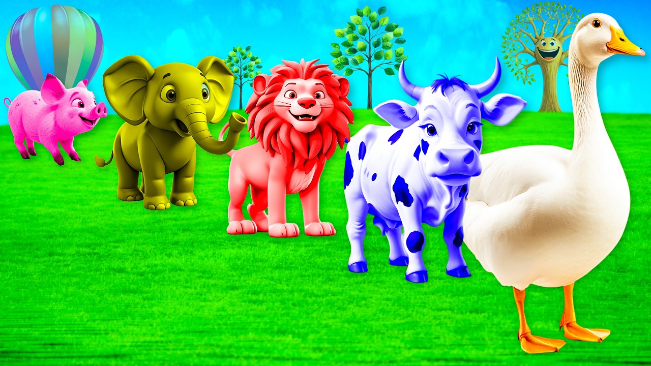 Long Slide Game With Colourfuul Duck buffalo Lion Elephant Tiger 3d Animal Race Game By Chulbul Zone
