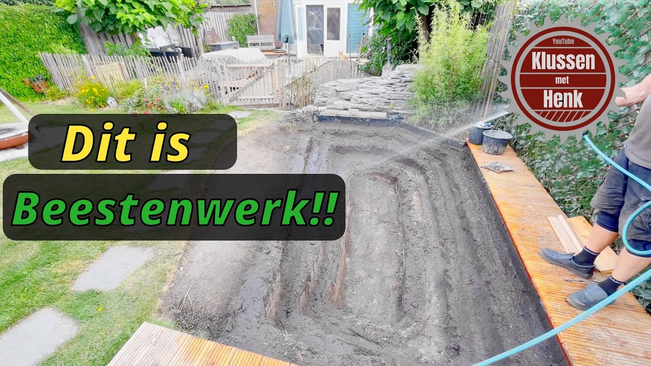 Eindelijk de vijver graven en een bloembak bouwen