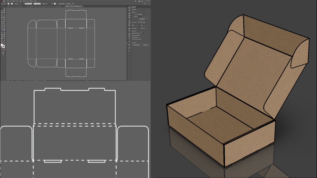 Mailer Box Packaging dieline Design in Adobe Illustrator | Package diecut Design