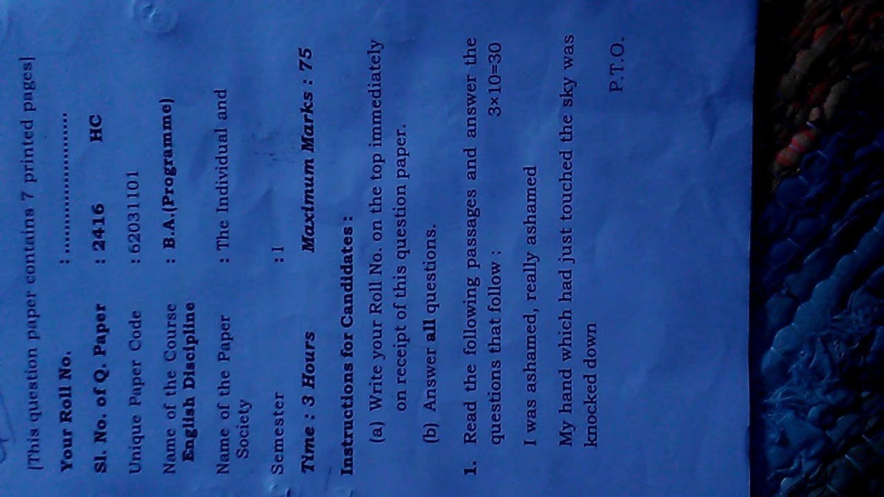 Individual and society question paper 2017