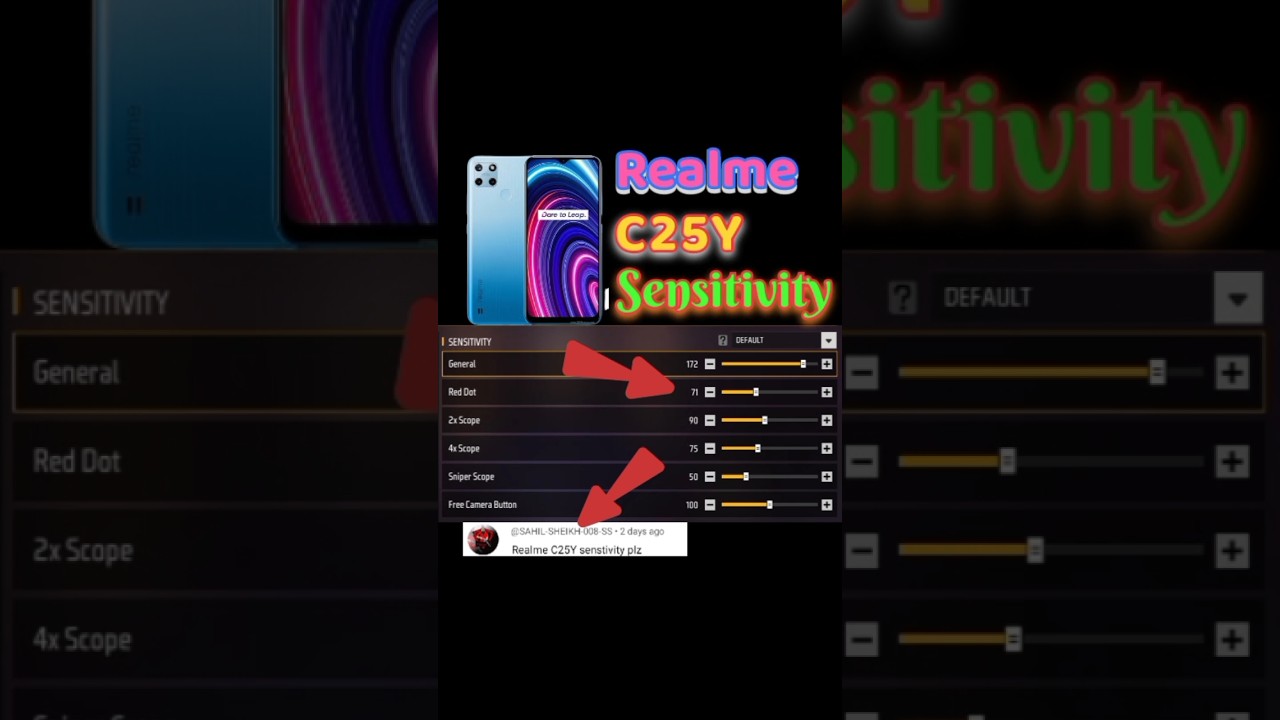 Realme c25y📲 [ Sensitivity ]🔓 Setting⚙️ Free Fire🔥 Best Headshot Onetap Sensitivity Setting Realme