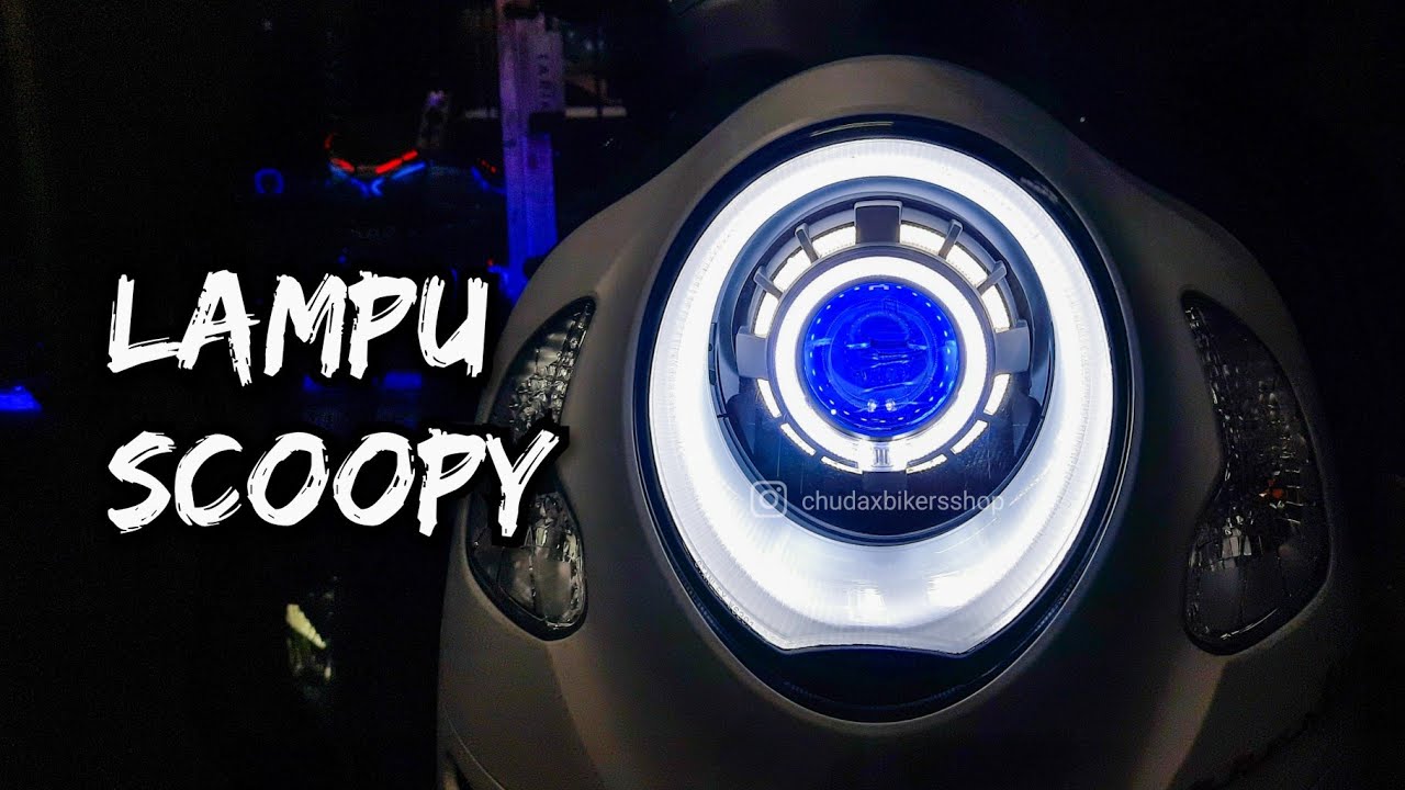 modifikasi lampu depan scoopy prestige 2021 full LED biled projector + alis
