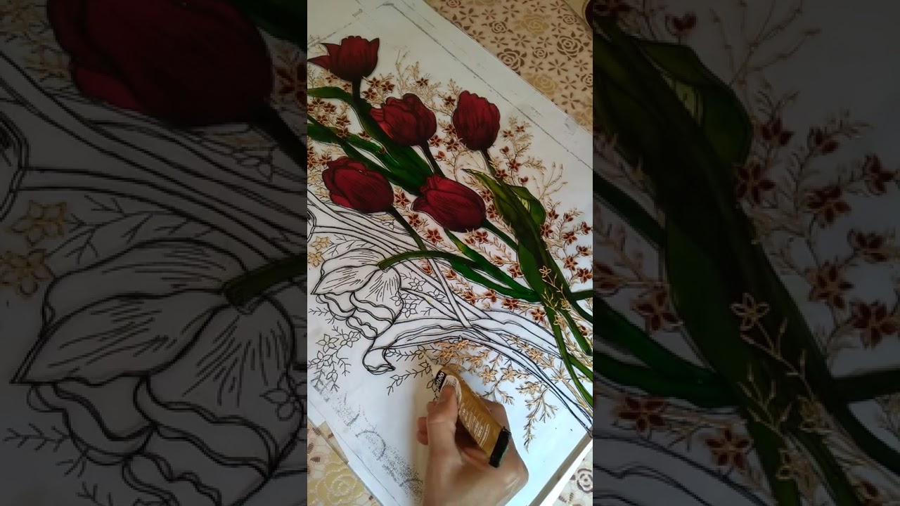 تقنية الرسم على الزجاج لوحة فنية😊👍👍👍👍👍