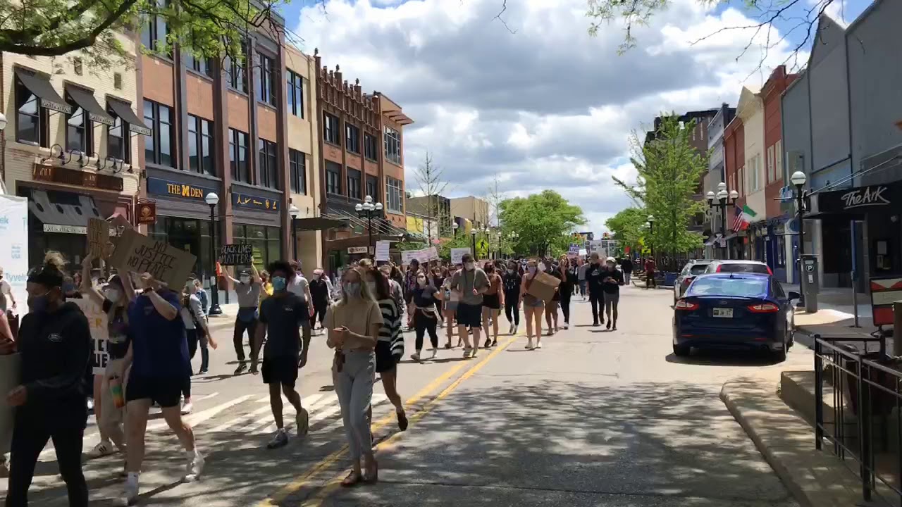 Black Lives Matter protest in downtown Ann Arbor after death of George Floyd