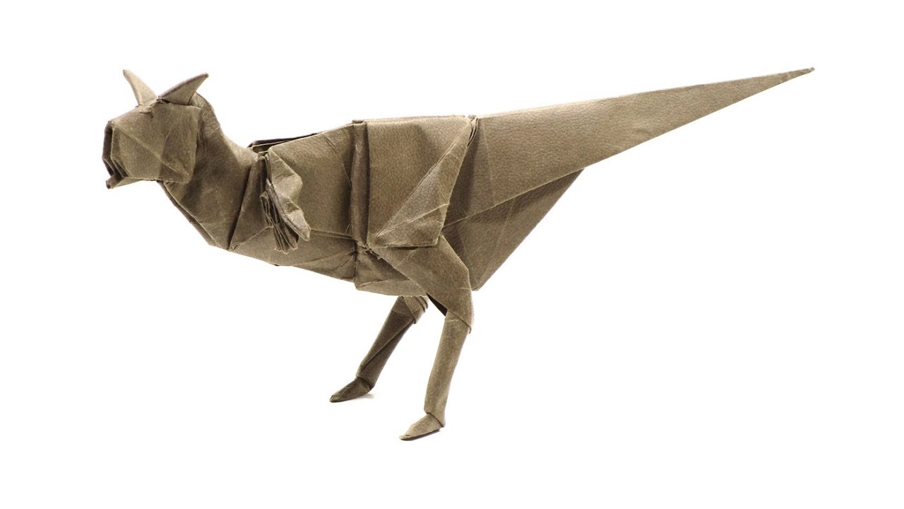 Origami Carnotaurus tutorial (Satoshi Kamiya) 折り紙  カルノタウルス  恐竜  dinosaur dinosaurio