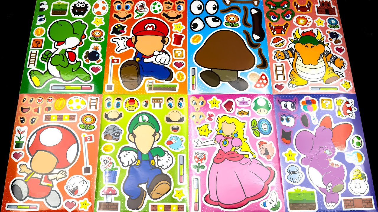 [PaperDIY] NEW Decorate Super Mario Sticker Book Makeover ✨ ASMR Fun with Mario, Luigi & Yoshi