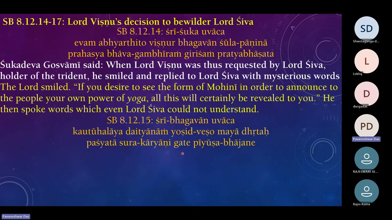 Saturday Bhakti Vaibhav 170126 SB 8.12.13-47 Mohini Murthi bewilders Lord Shiva and glorifies Siva
