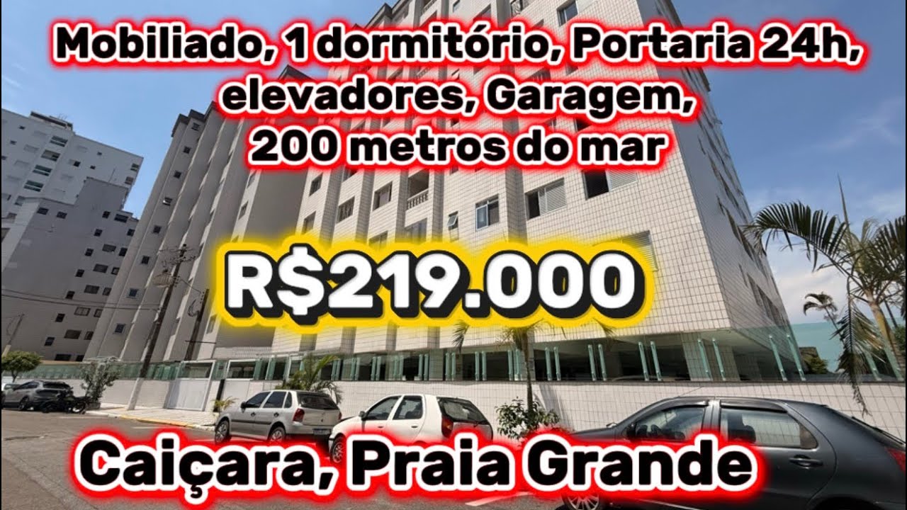 RESERVADO R$219.000 | apto 1 dorm | Mobiliado | 200 m mar | Elevador | Caiçara, Praia Grande