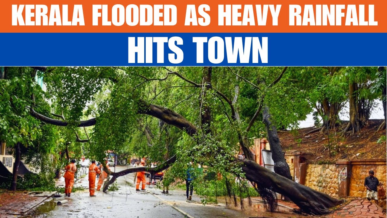 kerala : Kottayam Faces Heavy Rainfall | Roads Flooded, Trees Uprooted, Heavy Traffic in Town