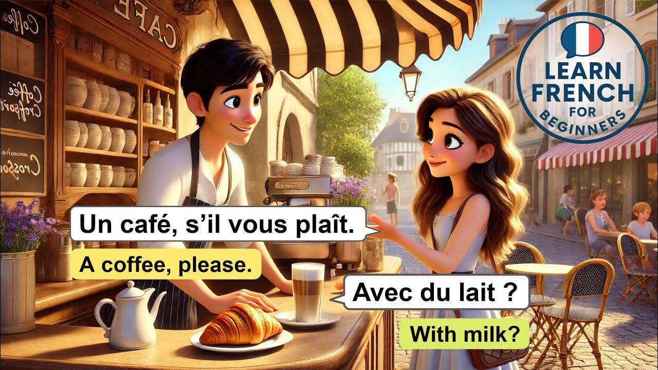 Разговор на французском в кафе для начинающих 🇫🇷 | Лёгкий диалог с английскими субтитрами