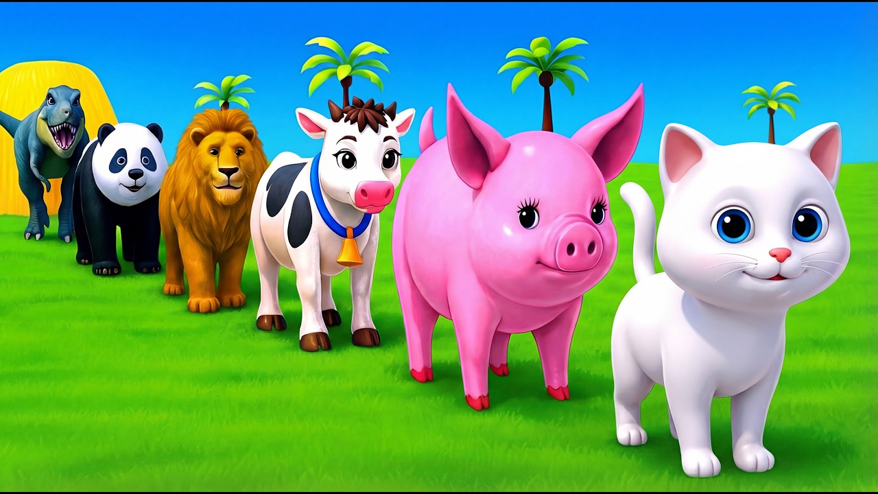 Long Slide Game with Cow Elephant Gorilla Hippopotamus Tiger 3d Animal Game Funny 3d Animals