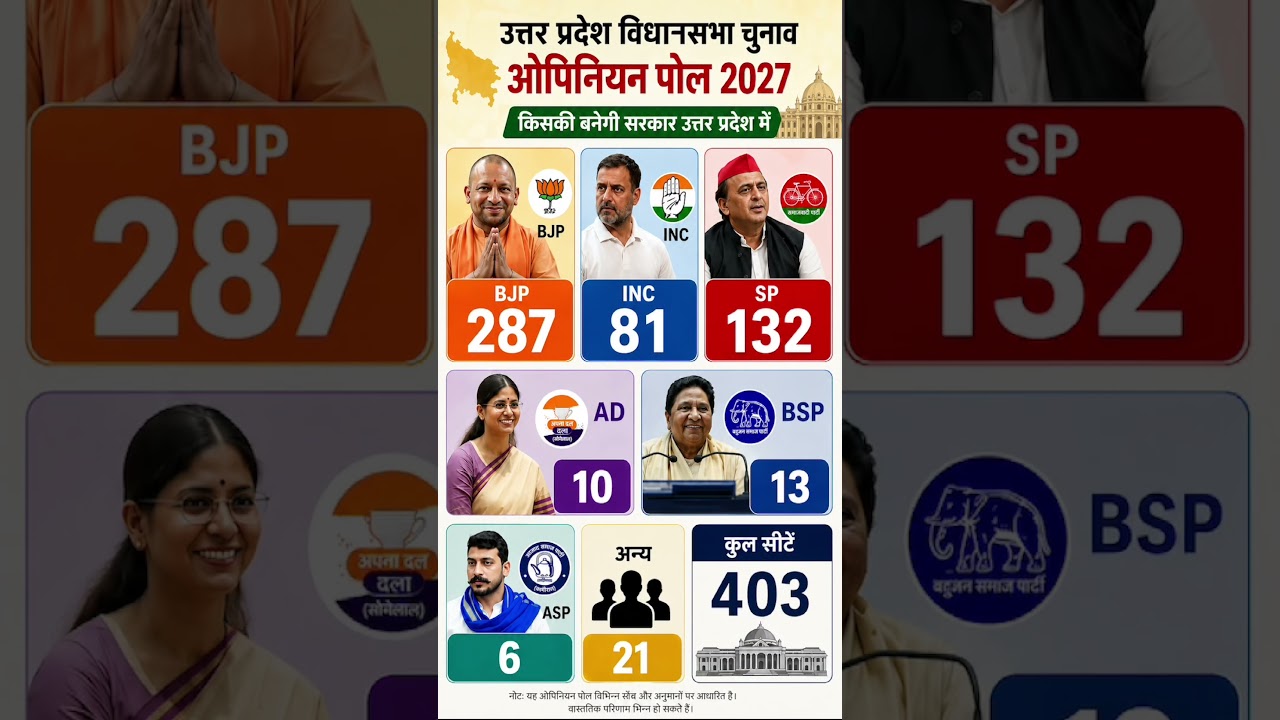 Uttar Pradesh Assembly Election 2027 Survey: BJP, SP, Congress or BSP? Who Is Leading the Race?
