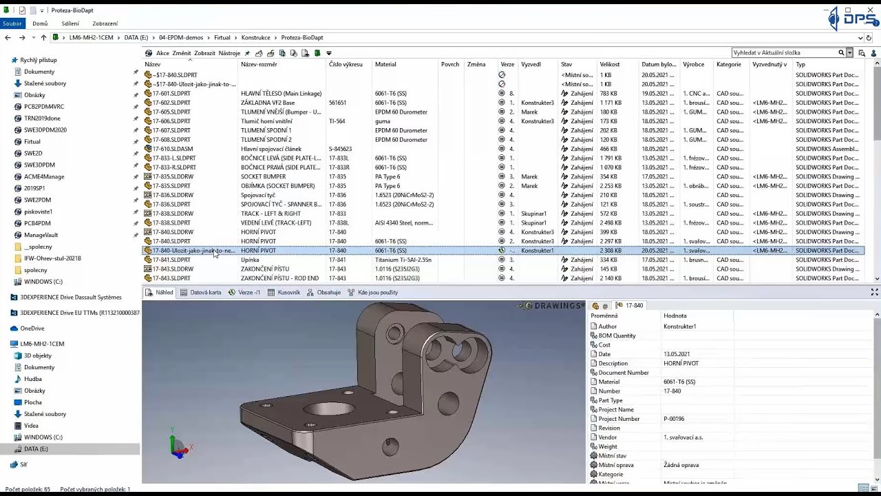 Správa dat SOLIDWORKS PDM - webinář 30 min.
