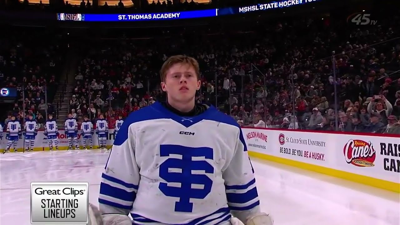 St Thomas Academy Intros, 2025 class AA Minnesota boys HS hockey tournament