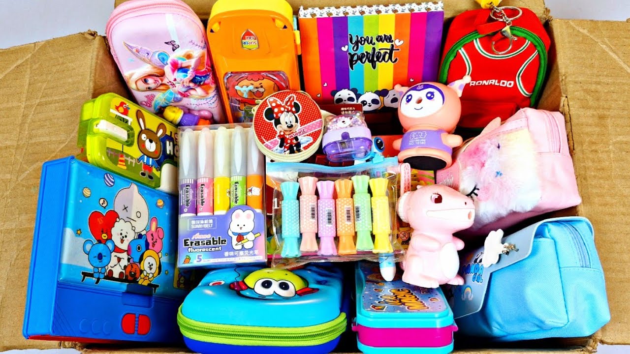 Cute Stationery collection🥰Hilighters, Diary, Geometry, Pencil Box, Sharpener, Eraser, Pen, Bottle
