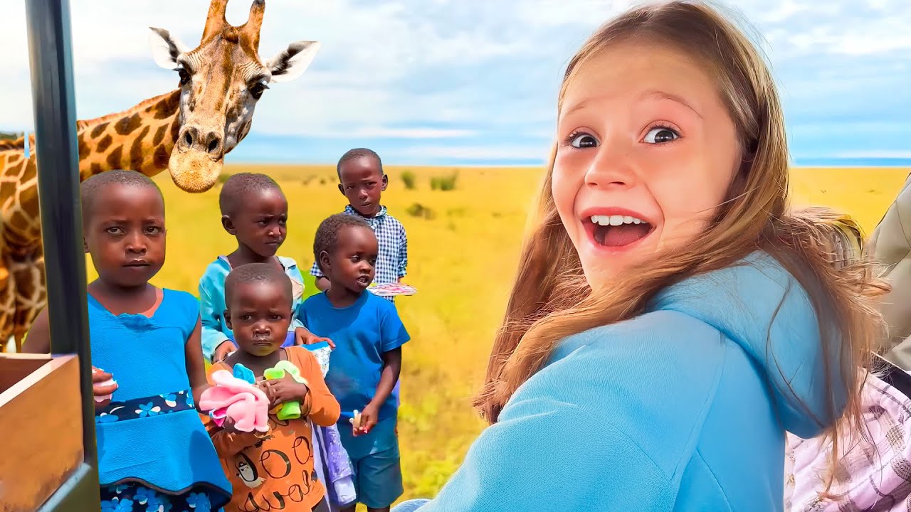Nastya auf einer Safarireise nach Afrika um wilde Tiere zu sehen - Videoserie für Kinder