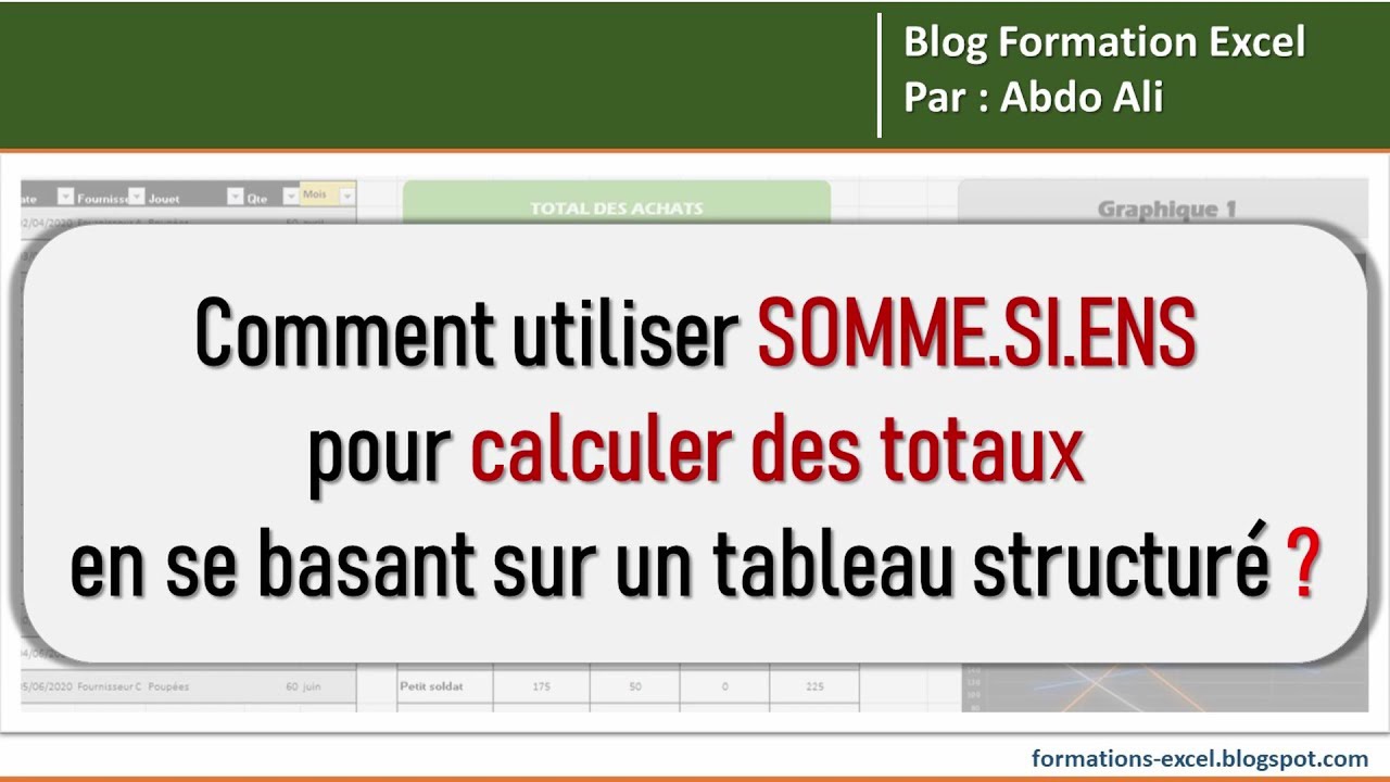 [Vidéo 5/6] Comment utiliser Somme.si.ens pour calculer des totaux à partir d'un tableau structuré?