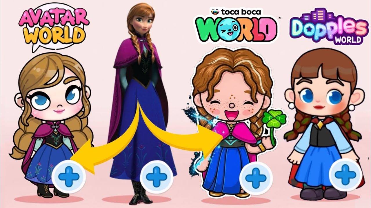 ❄️ I Made ANNA from Frozen in 4 Different Games! Avatar World, Toca Life World, Dopples, Game World