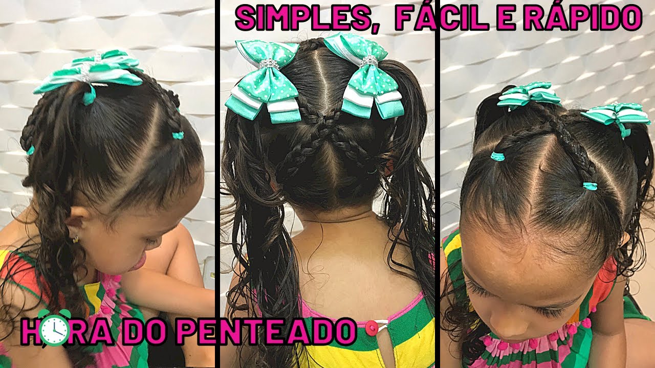 [COMO FAZER] penteado infantil para cabelos cacheados (liso) fácil, rápido e simples