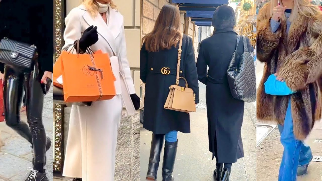 MILAN STREET FASHION DECEMBER 2023🇮🇹SHOPPING WALK CHRISTMAS MARKET 🎄ITALIAN WINTER STREET STYLE