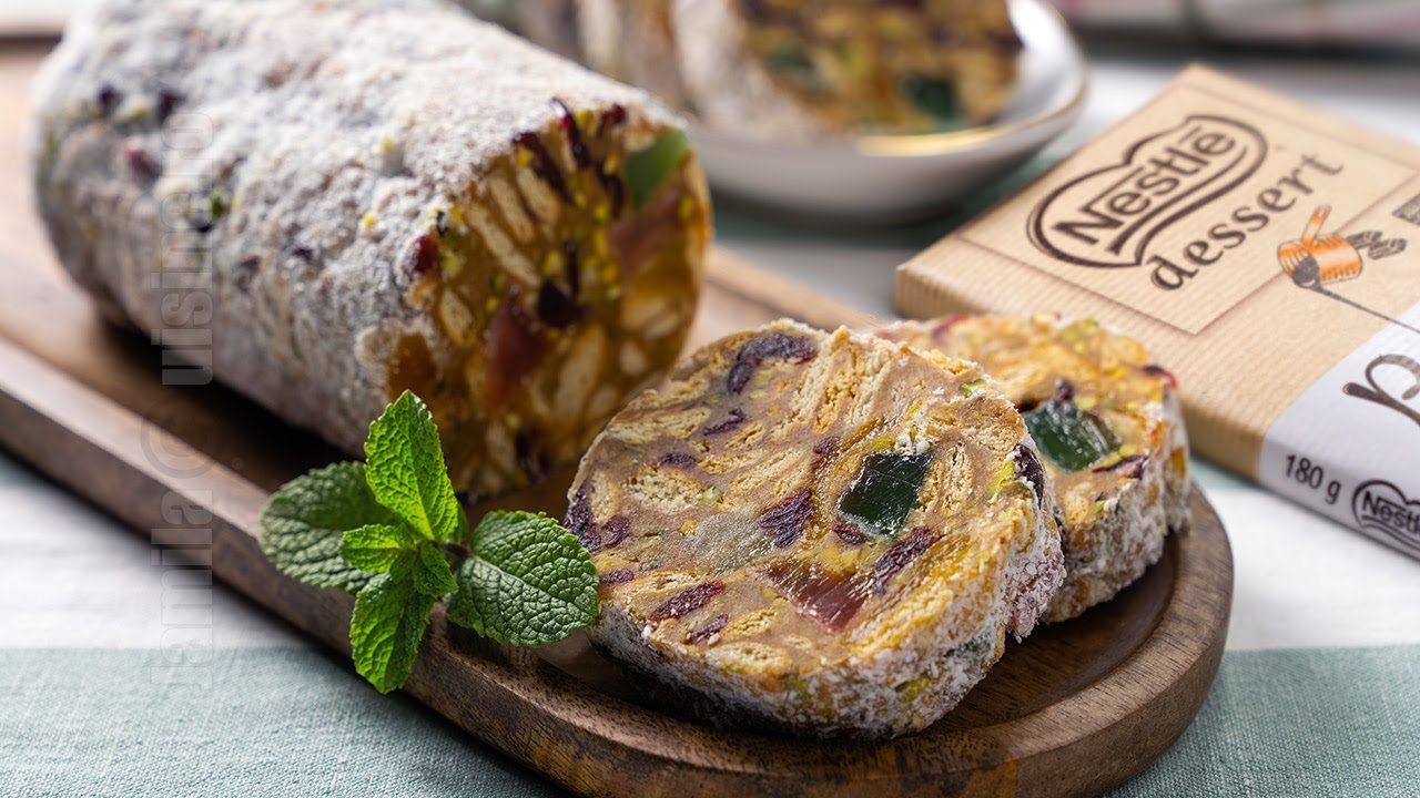 Salam de biscuiti cu ciocolata alba 🍫🍒 Desert rafinat si usor de facut