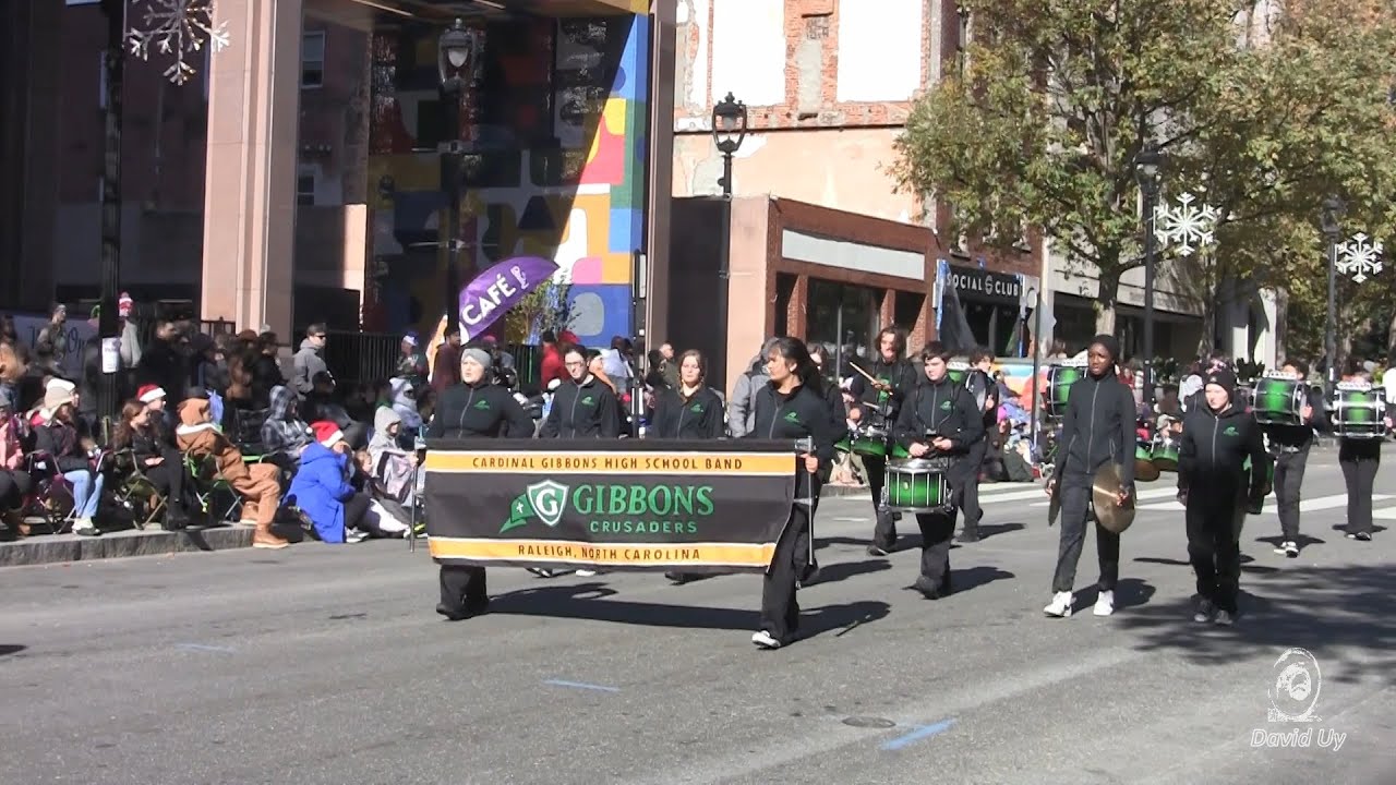 Cardinal Gibbons High School Drumline in the 2024 Raleigh Christmas Parade