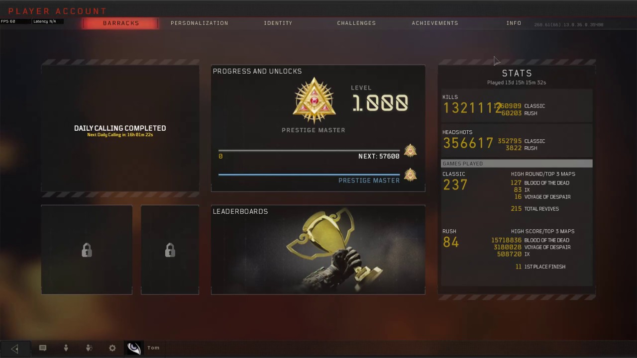 BO4 Zombies MP Level 1000,100% Challenges and All attainable Dark Ops