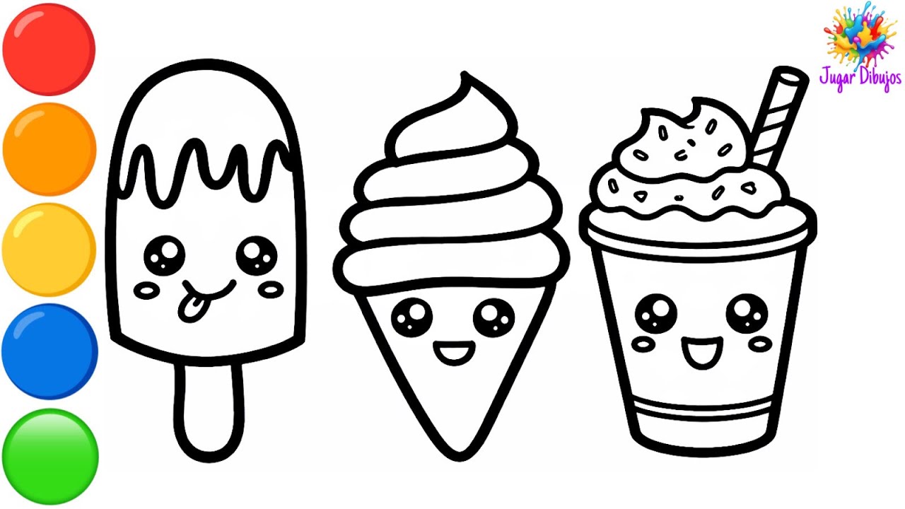 Dibuja y Colorea 3 Lindos Helados🍦🍨🍧❄️🌈 Dibujos Para Niños